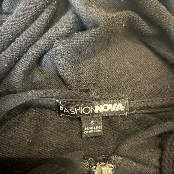 Fashion Nova Hoodie Black Latest And Greatest French Terry Zip Basic Size Small - Picture 5 of 7